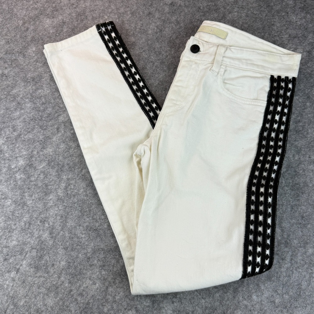 Joe's Jeans Pants W 26 White Skinny Ankle Beaded Geometric Casual Mid Rise